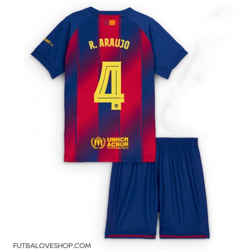 Dres Barcelona Ronald Araujo #4 Domáci pre deti 2025-26 Krátky Rukáv (+ trenírky)